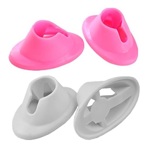  yueton 4pcs White and Pink Soft Rubber Nail Polish Bottle Holder Nail Art Manicure Tools