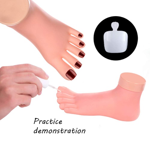  ZALLO Practice Fake Foot Movable Flexible Soft Silicone Fake Foot Tool for Toenail Art Training with False Toenails (Left)
