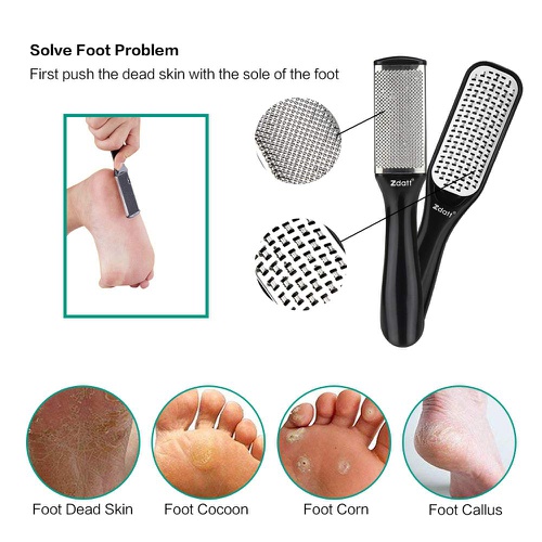  ZDATT Pedicure Kit Foot File Rasp,Professional Pedicure Tool Set-Removing Hard/Cracked/Dead Skin Callus Corn Remover Foot Scraper,Stainless Steel Foot Care Tools for Men Women Gift