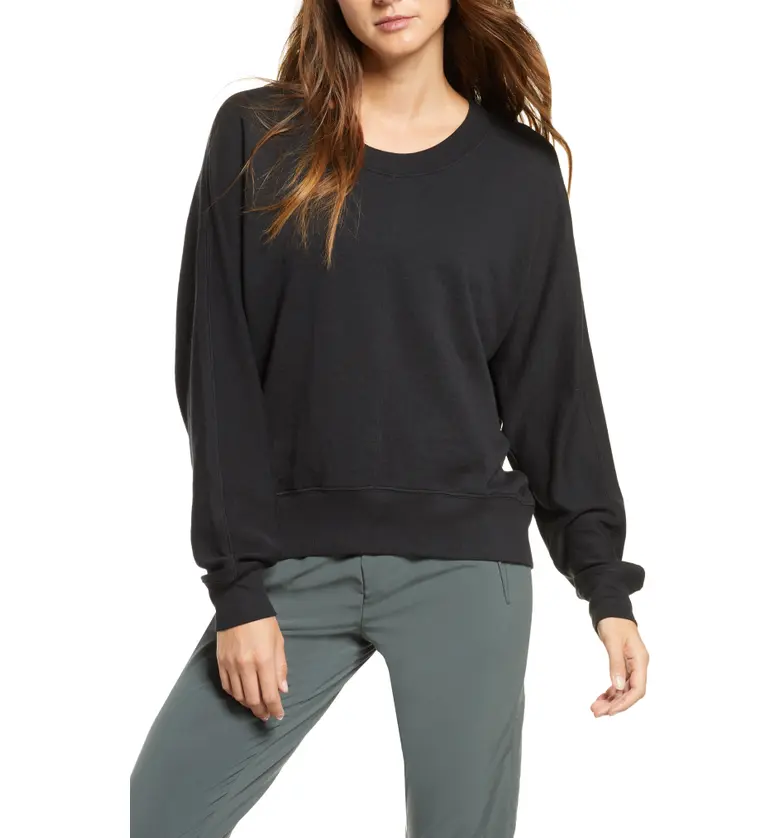  Zella Carey Crew Highu002FLow Sweatshirt_BLACK