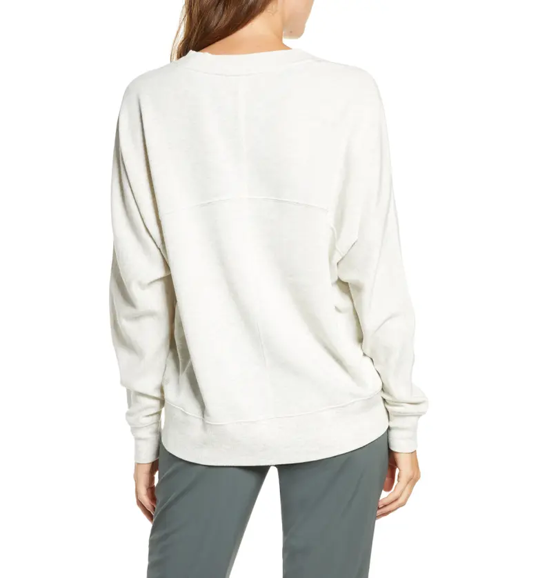  Zella Carey Crew Highu002FLow Sweatshirt_IVORY GREY HEATHER