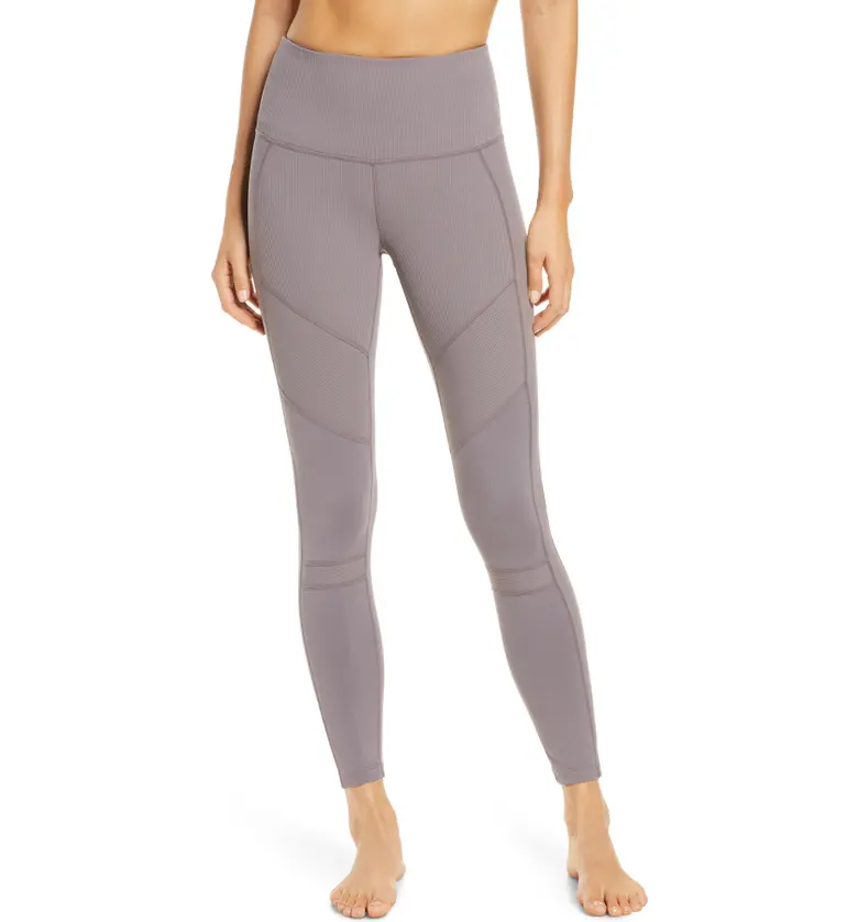 Zella Moto Ribbed High Waist Ankle Leggings_GREY TRUFFLE