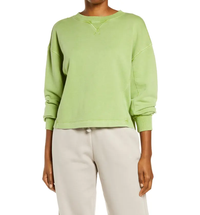  Zella Coastal French Terry Pullover_GREEN STEM