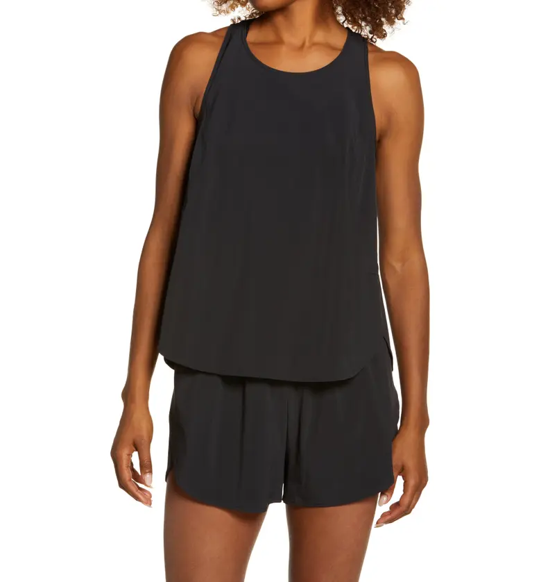 Zella Run In Reflective Stretch Woven Tank_BLACK