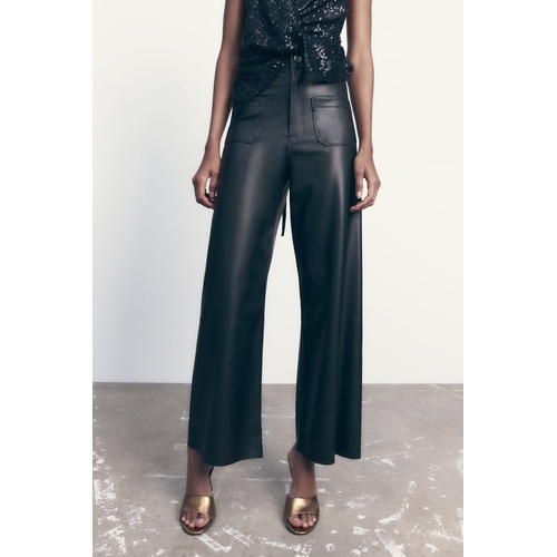 자라 Zara ZW THE MARINE STRAIGHT FAUX LEATHER PANTS