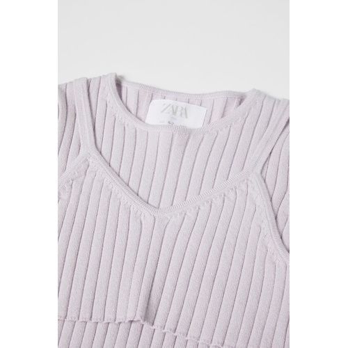 자라 Zara RIB KNIT SWEATER WITH TOP