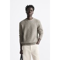 Zara 100% WOOL CABLE-KNIT SWEATER