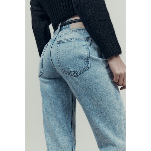 자라 Zara Z1975 RIPPED MOM FIT JEANS