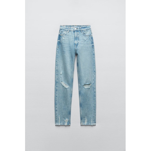 자라 Zara Z1975 RIPPED MOM FIT JEANS