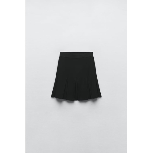 자라 Zara BOX PLEAT KNIT MINI SKIRT