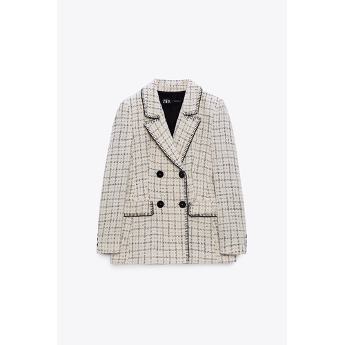 자라 Zara DOUBLE BREASTED TEXTURED WEAVE JACKET