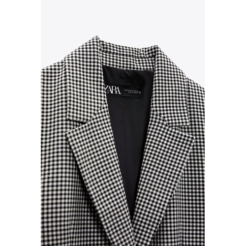 자라 Zara GINGHAM STRAIGHT CUT BLAZER