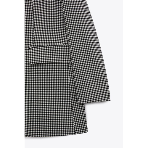 자라 Zara GINGHAM STRAIGHT CUT BLAZER