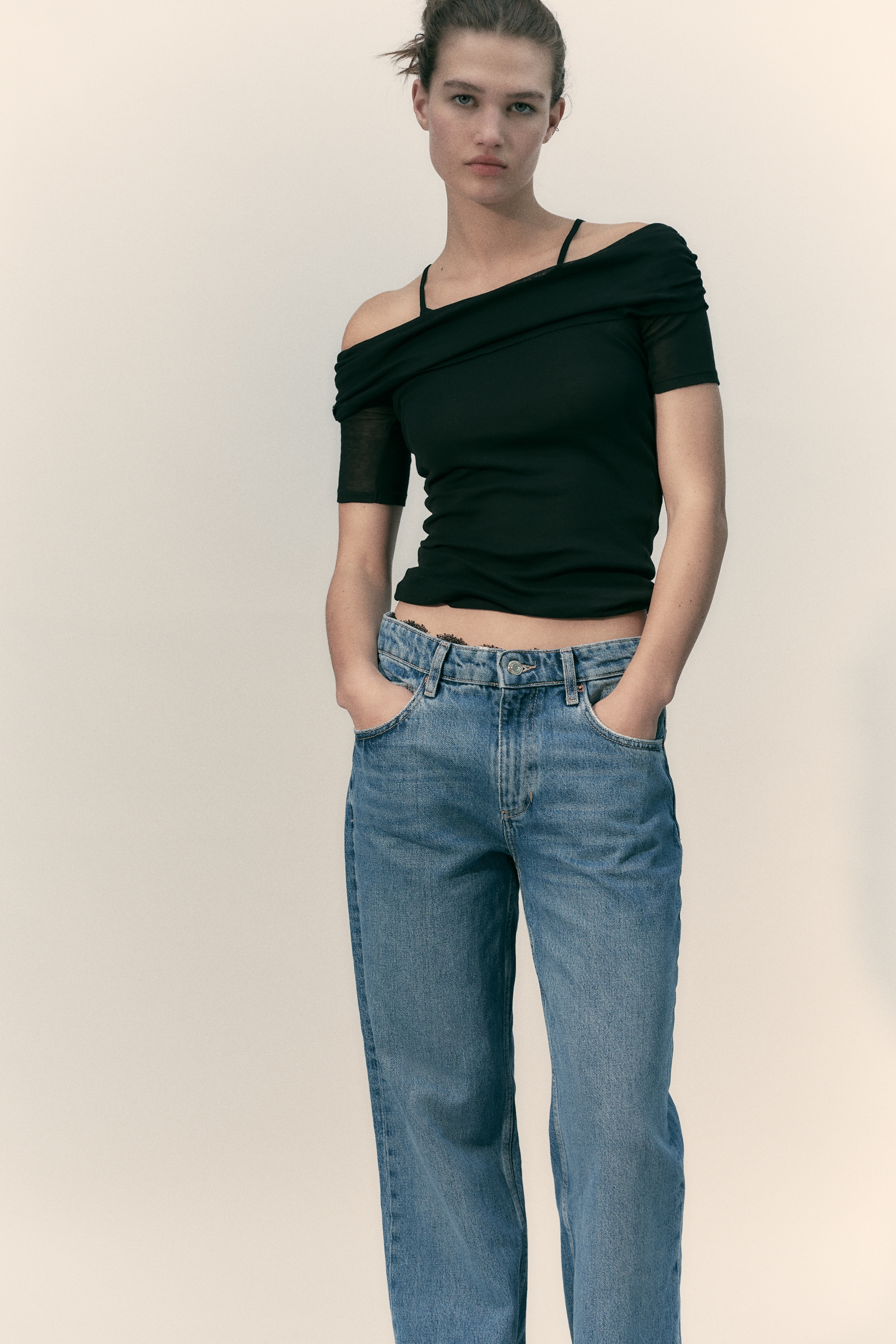 자라 Zara OFF-THE-SHOULDER LAYERED TOP