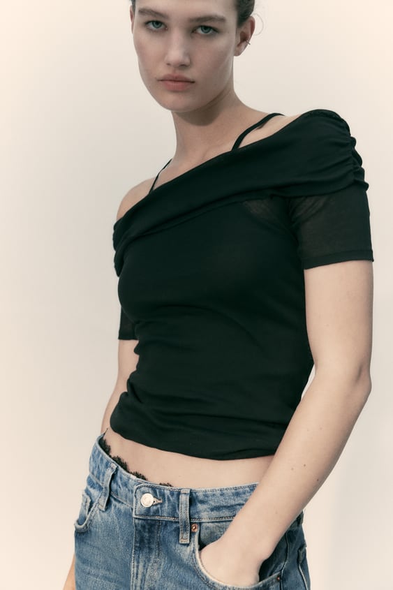 자라 Zara OFF-THE-SHOULDER LAYERED TOP