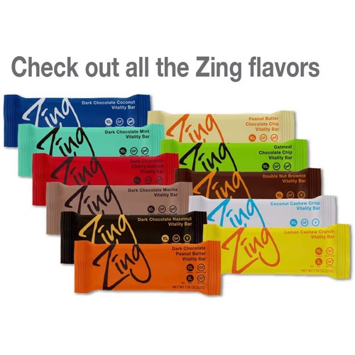  Zing Bars Plant Based Protein Bar, Variety Pack, 12 Count