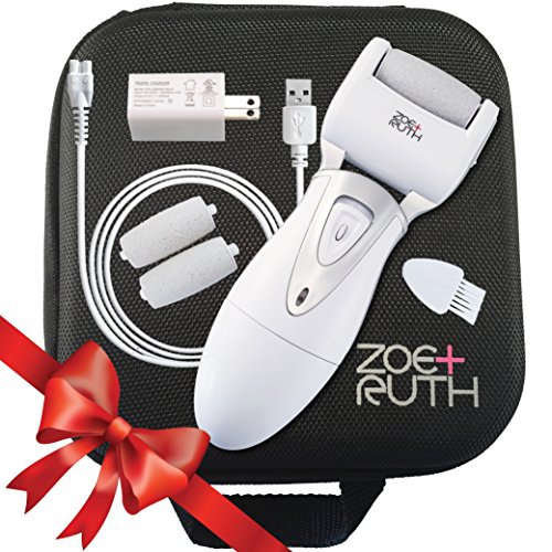  Electric Callus Remover Foot File USB Rechargeable Pedicure tools for Dry Cracked Dead Skin on your Heels and Feet by Zoe+Ruth. International Charger, 3 Rollers & Travel Friendly S