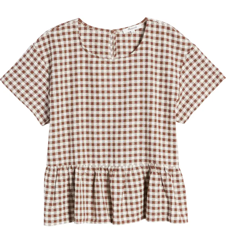 메이드웰 Madewell Medford Peplum Cotton Top_RICH BROWN