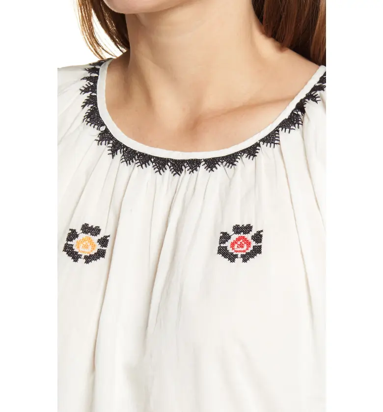 메이드웰 Madewell Embroidered Flutter Sleeve Top_LIGHTHOUSE