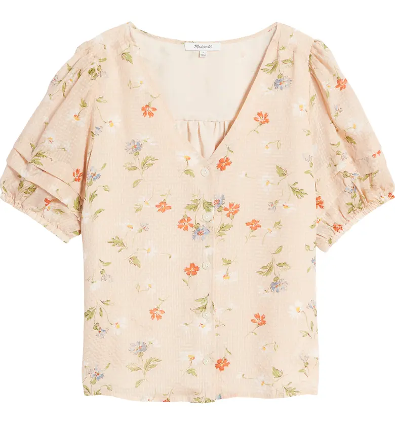 메이드웰 Madewell Pembroke Seaside Floral Silk Top_AVALON PINK