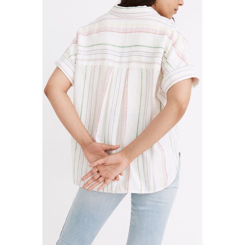 메이드웰 Madewell Rainbow Stripe Linen Blend Daily Shirt_LIGHTHOUSE