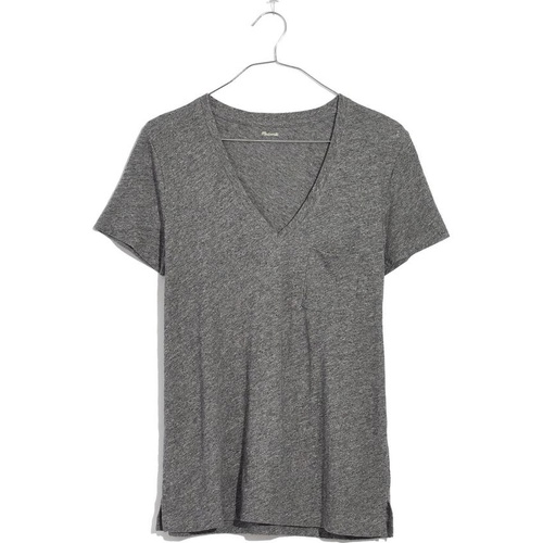 메이드웰 Madewell Whisper Cotton V-Neck Pocket Tee_HEATHER MERCURY