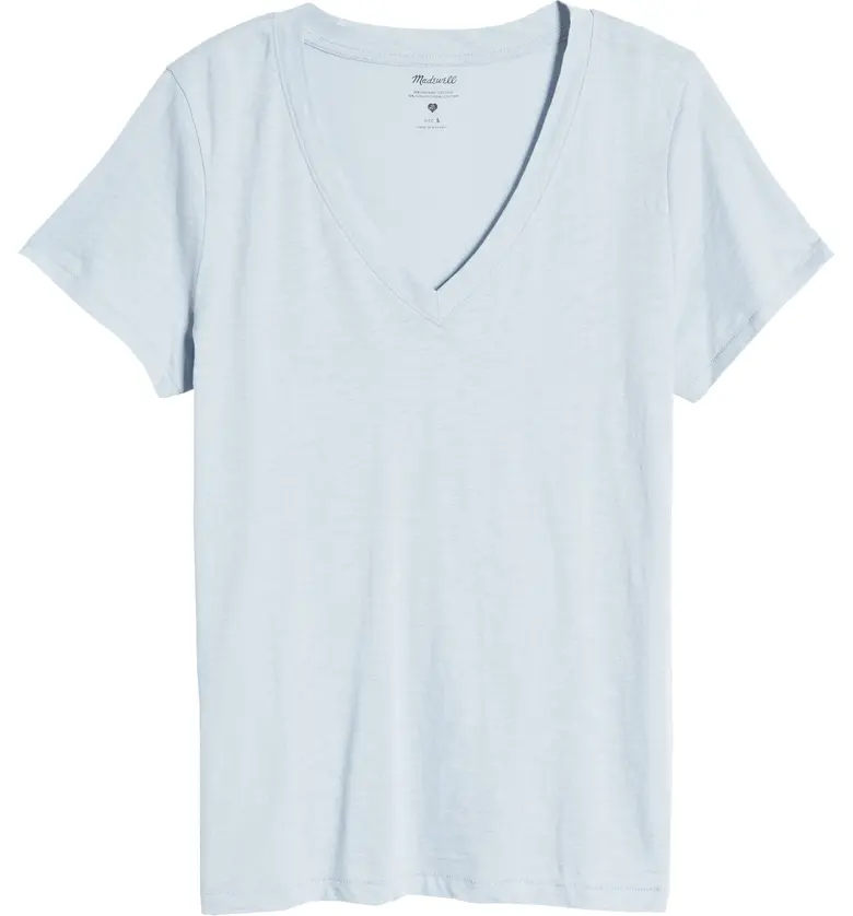 메이드웰 Madewell Whisper Cotton V-Neck T-Shirt_DUSTY POOL