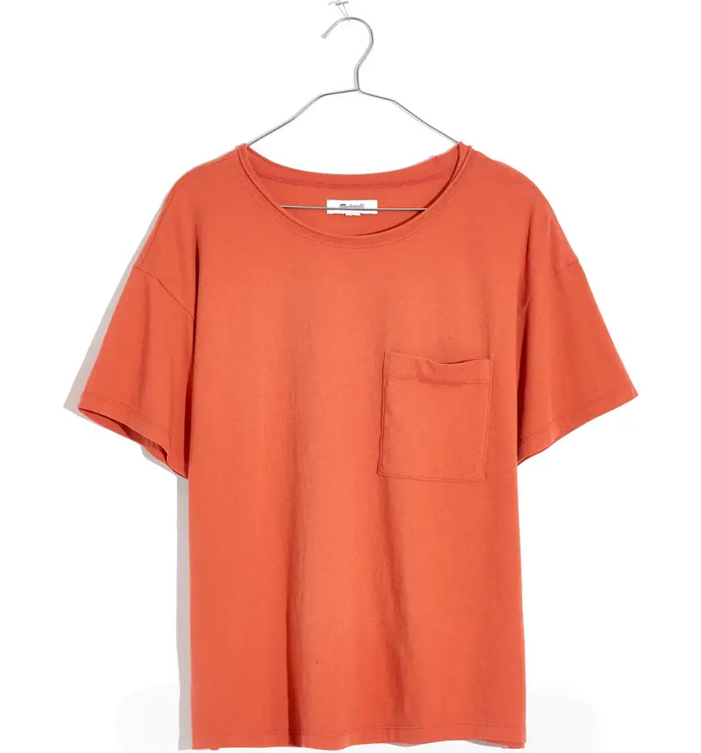 메이드웰 Madewell Oversize Softfade Cotton Pocket T-Shirt_RUSSET