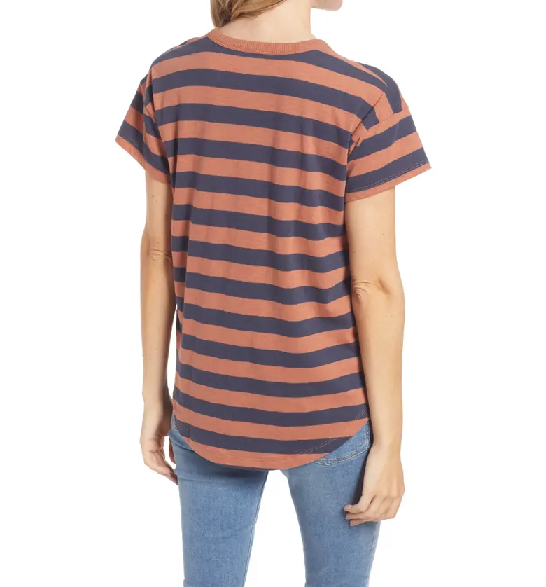 메이드웰 Madewell Whisper Cotton Stripe Crewneck T-Shirt_WARM UMBER
