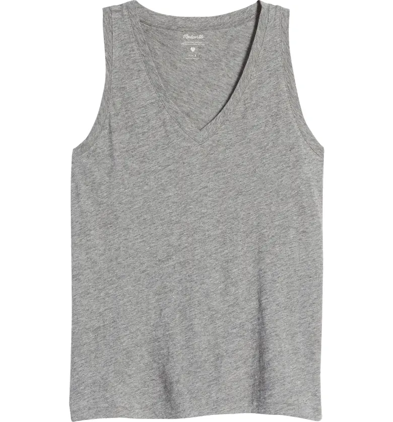 메이드웰 Madewell Whisper Shout Cotton V-Neck Tank_HTHR IRON