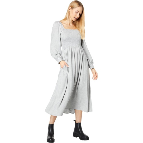 메이드웰 Madewell Long Sleeve Lucie Midi Dress in Wool Gauze