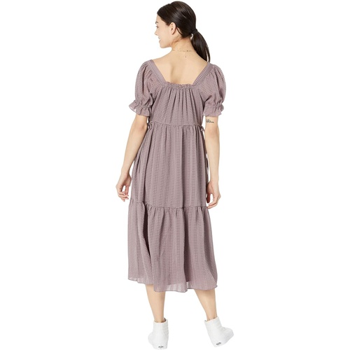 메이드웰 Madewell Square-Neck Tiered Midi Dress in Textured Seersucker