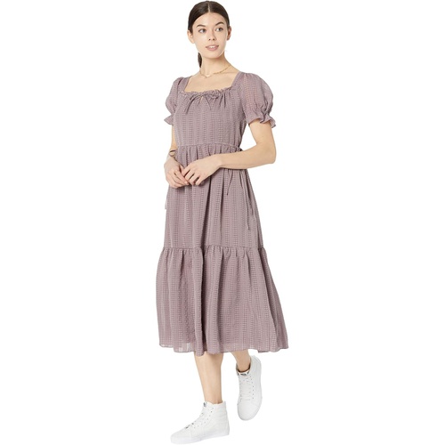 메이드웰 Madewell Square-Neck Tiered Midi Dress in Textured Seersucker