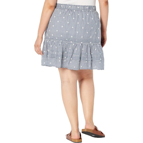 메이드웰 Madewell Plus Embroidered Tiered Pull-On Mini Skirt in Gingham Check