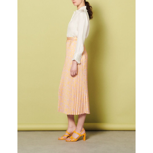 산드로 Sandro Printed pleated midi skirt