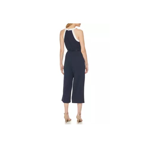 타미힐피거 Womens Sleeveless Scuba Crepe Color Block Jumpsuit