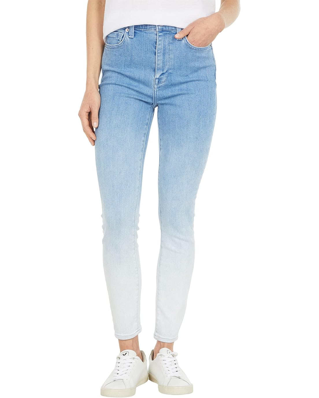 7 For All Mankind High-Waist Ankle Skinny in Ombre Sunny Stretch