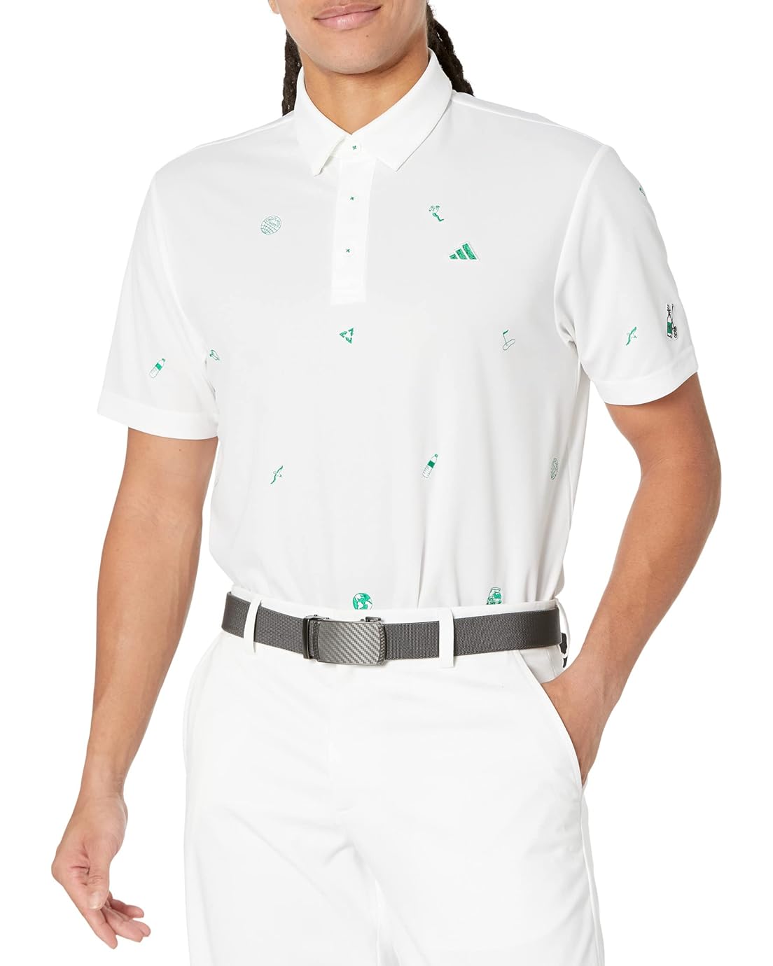 adidas Golf Aeroready Play Green Monogram Polo