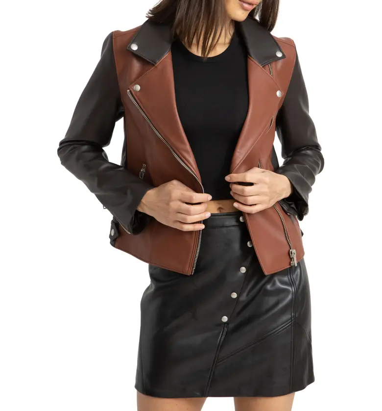 BLANKNYC Two-Tone Faux Leather Moto Jacket_TWO SIDE