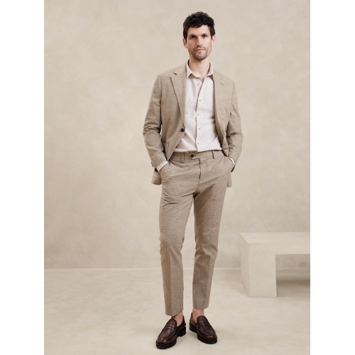바나나리퍼블릭 Tailored-Fit Linen-Blend Glen Plaid Suit Trouser
