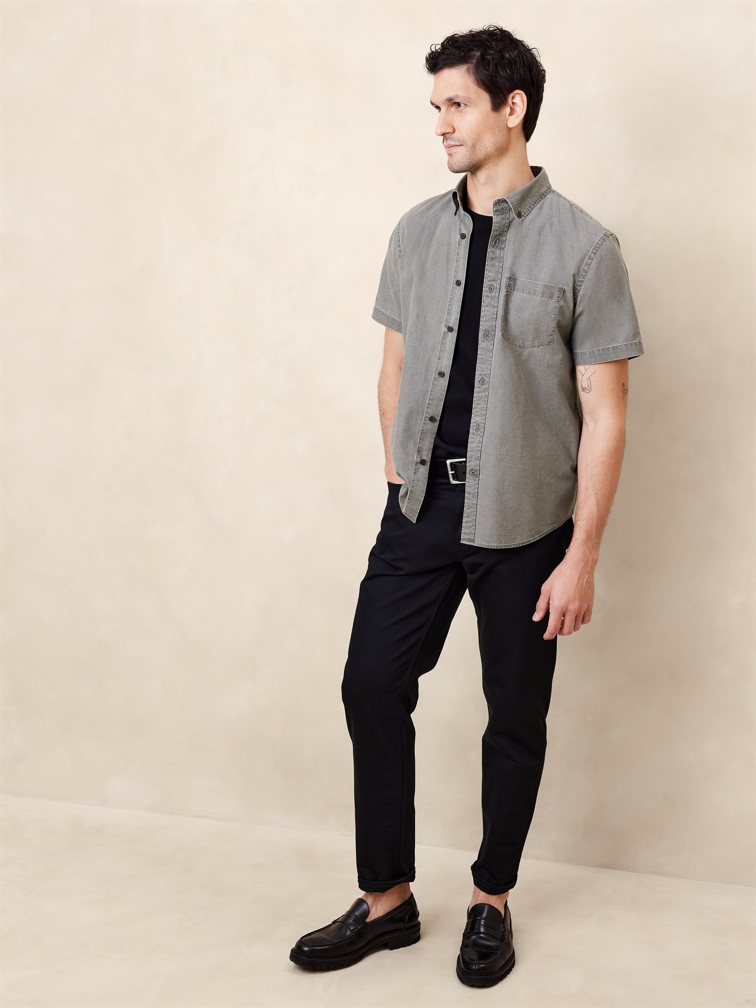 Frosted Coated Chambray Shirt
