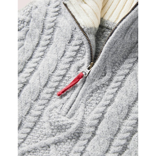 보덴 Boden Grey Half Zip Cable Knit Sweater - Grey Marl Cable