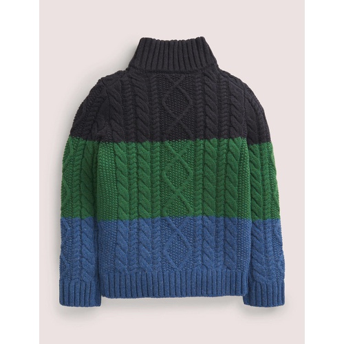 보덴 Boden Colorblock Half Zip Cable Knit Sweater - Multi Colourblock