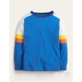Boden Sporty Long-sleeved T-shirt - Cabana Blue/Ivory