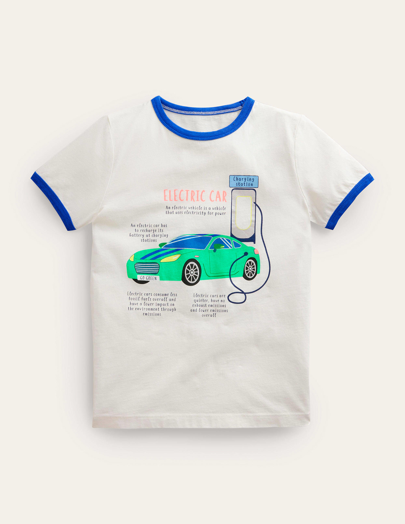 Boden Transport Foil T-shirt - Ivory Electric Car