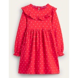 Boden Jersey Lace Yoke Dress - Strawberry Tart Tiny Hearts