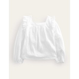 Boden Square Neck Broderie Mix Top - White