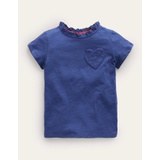 Boden Broderie Pocket T-shirt - Starboard Blue