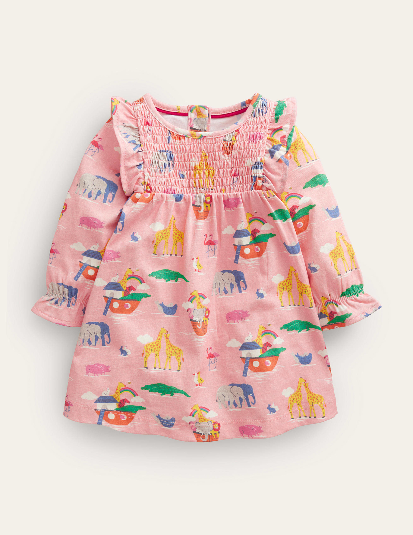 Boden Printed Jersey Dress - Provence Pink Dusty Animals