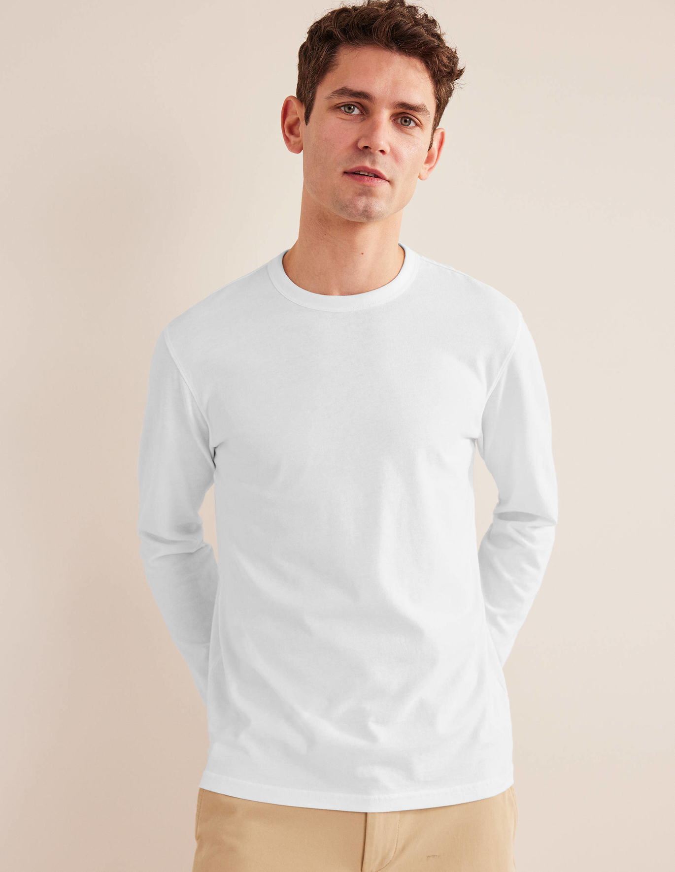 Boden Slim Fit Long Sleeve T-shirt - White